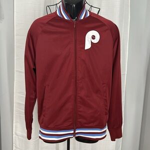 Mitchell & Ness Red and White Varsity Bomber Jacket Retro Style Size M